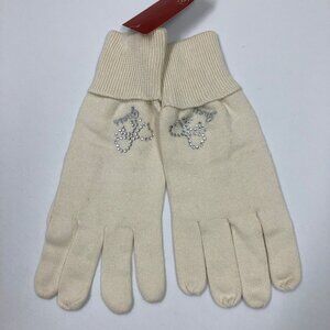 GUESS Ivory RHINESTONES LOGO GLOVE 1 SIZE NEW WITH TAG